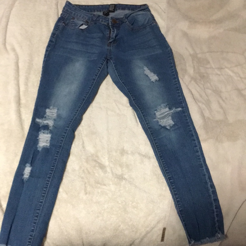 Ripped blue jeans